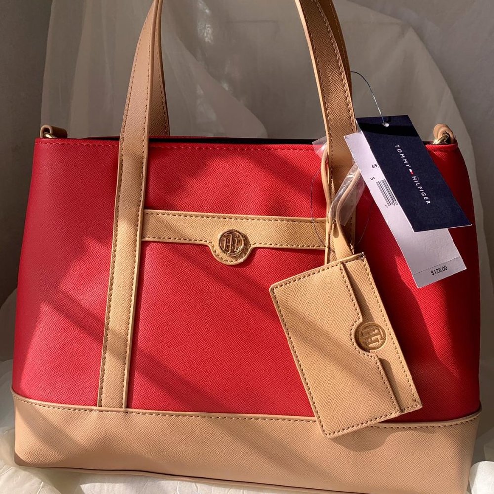 TOMMY HILFIGER HANDBAG BEIGE/CORAL NWT